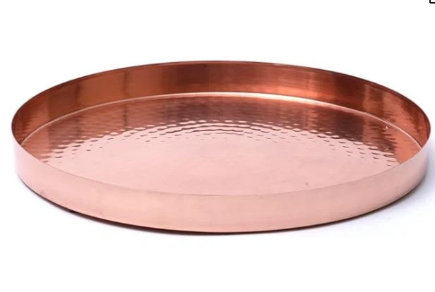 Copper Metal Decorative Tray 29cm Textured Surface